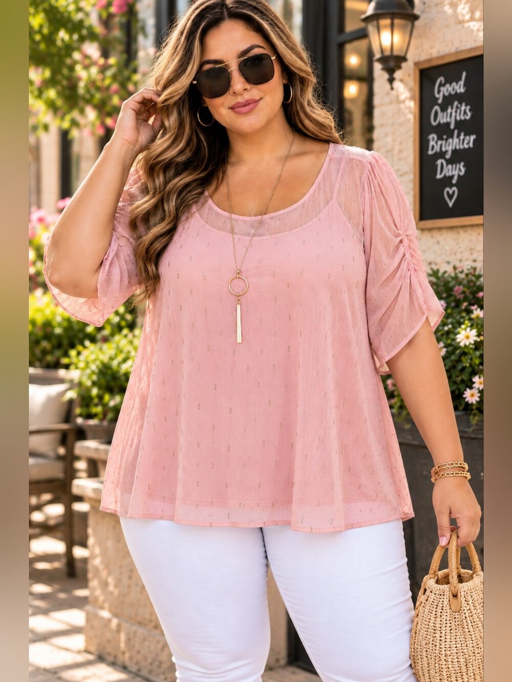 Torrid Rose Gold Metallic Shimmer Chiffon Blouse NWT Plus Size 6 6X 30 🌸✨🥂